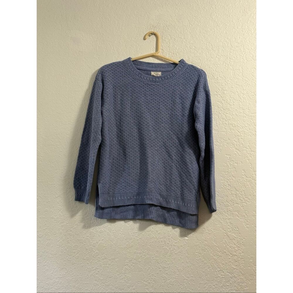 Fat Face Blue‎ Textured Knit Sweater Women Size 2 Crew Neck Long Sleeve
